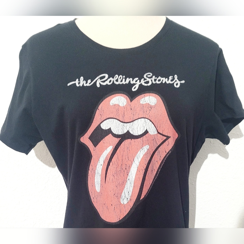 Rolling Stones Graphic T-Shirt Women’s Size Large Black Tongue Logo 100% Cotton - Picture 2 of 8